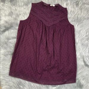 Anthropologie Seen Worn Kept Swiss Dot Sleeveless Lace Trim Blouse Small